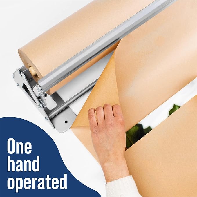 DIY Crew 24 Inch Paper Roll Dispenser and Cutter - Heavy-Duty Wall Mountable, Non Slip Tabletop - Kraft, Freezer, Butcher Paper - Up to 1000ft Rolls