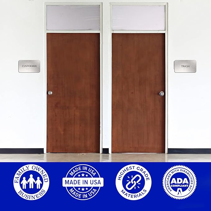 ADA Trash Sign for Business - Office Signs, Aluminum Brushed Silver, Tamper-Proof, Heavy Duty Mounting Tape, Easy Install, Office Décor, ADA Compliant, Grade 2 Braille (7” W x 4” H) ADASigns.org