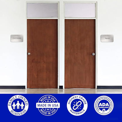 ADA Trash Sign for Business - Office Signs, Aluminum Brushed Silver, Tamper-Proof, Heavy Duty Mounting Tape, Easy Install, Office Décor, ADA Compliant, Grade 2 Braille (7” W x 4” H) ADASigns.org