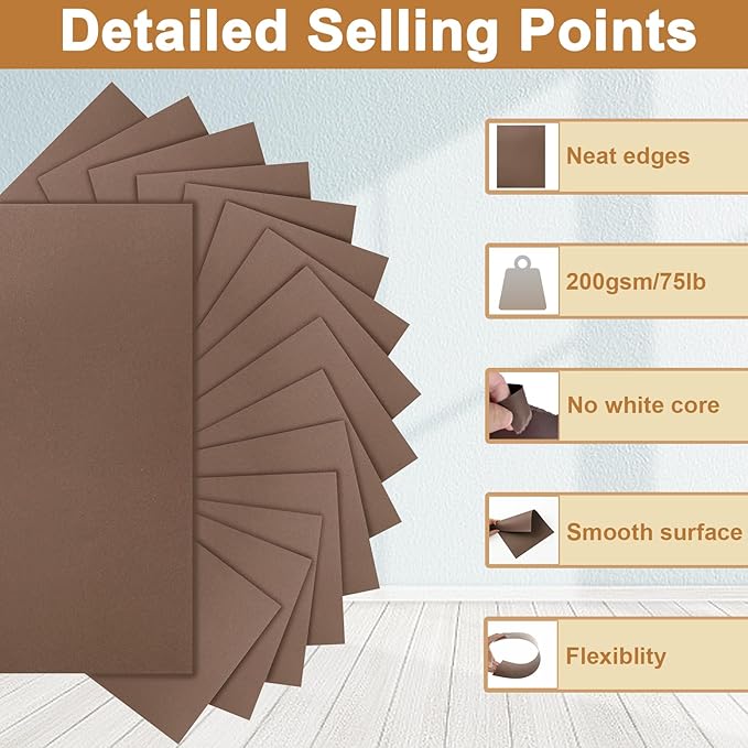 40 Sheets Coffee Color Cardstock 8.5 x 11 Certificates Paper, 200gsm/75lb Premium Dark Brown Card Stock Printer Paper for DIY Cards Making, Greeting Cards, School Crafting, Invitations, Menus