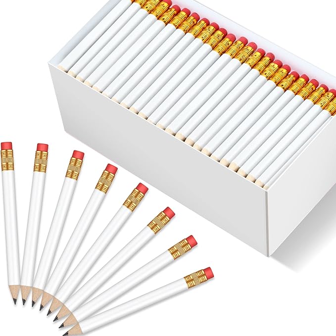 Chivao 288 Pieces Golf Mini Pencils Bulk with Eraser #2 HB Golf Short Pre Sharpened Pencils for Party Favors Office Supplies 4 Inch(White)