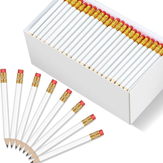 Chivao 288 Pieces Golf Mini Pencils Bulk with Eraser #2 HB Golf Short Pre Sharpened Pencils for Party Favors Office Supplies 4 Inch(White)