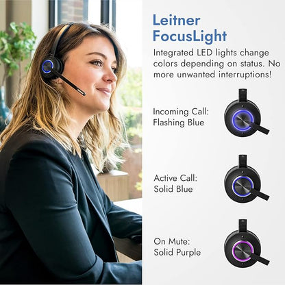 Leitner LH575 2-in-1 Wireless Office Headset with Mic - Computer & Telephone Headset (DECT Headset, not Bluetooth) - 5 Year Warranty - Phone Headsets for Office Phones