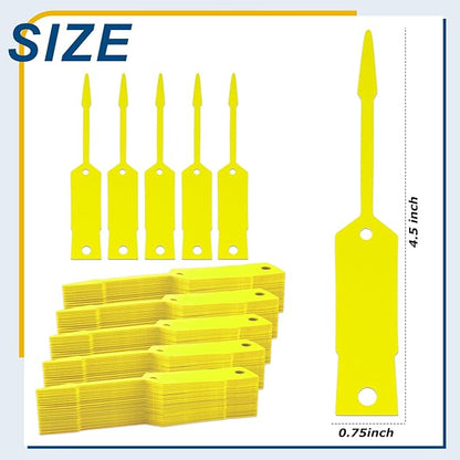 Lewtemi 1000 Pieces Self Lock Arrow ID Key Tags Car Parts Tags Key Ring Repair Labels for Office Automotive Shop Supplies(4 1/2'' X 3/4",Yellow)