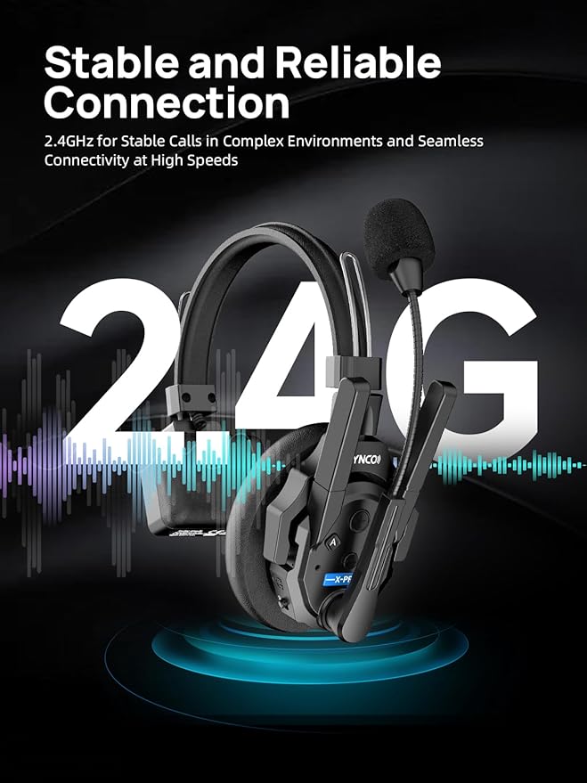 SYNCO XTALK XPRO5 Wireless Intercom Headset System, 500m/1640ft 2.4GHz Communication Headsets for 5 Person with Noise Reduction Film Documentary TV Production, Xtalk-Xpro-X5-headset-intercom