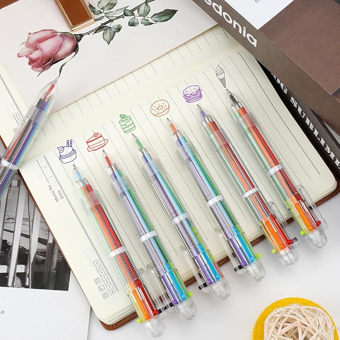 24 Pack Multicolor Pen 0.5mm 6-in-1 Multicolor Ballpoint Retractable Pens for School Office Supplies Birthday Easter Party Favors for Kids Students Children Gift End of Year Gifts for Students Teacher