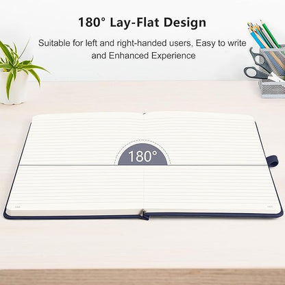 RETTACY Journaling Notebooks, A5 Lined Notebook Journal with 320 Numbered Pages, 5.7'' × 8.3'', Medium Size, Journal Notebook for Writing, Work, Leather Hardcover, 100 GSM Thick Paper (Navy Blue)