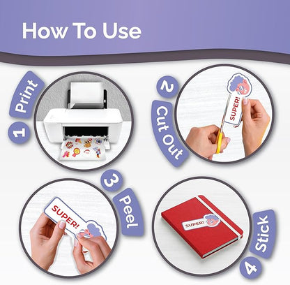 Translucent Semi-Clear Sticker Paper for Inkjet Printer & Laser Printer 62 Sheets - Self-Adhesive Water-Proof, Dries Quickly Vivid Colors, 8 ½ X 11 Inches Holds Ink Well - Tear Resistant