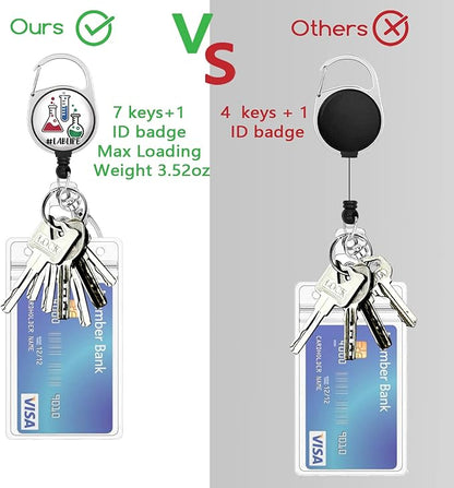 LAB Life Medical Badge Reel Retractable Heavy Duty with 360°Swivel Carabiner Clip, Laboratory Science ID Badge Holder Retractable, Nurse Teacher ID Card Holder Retractable Keychain Name Badge Clip