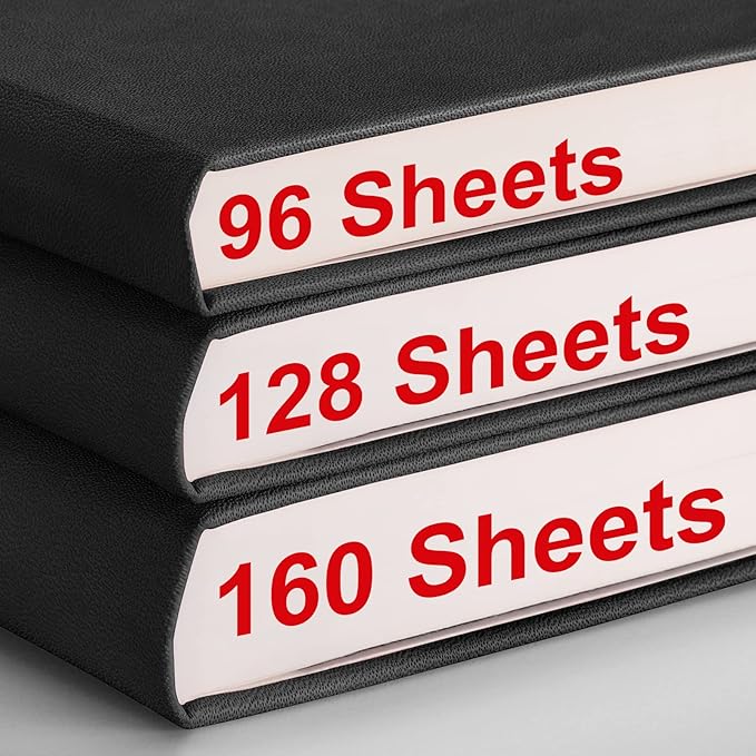 AHGXG 8.5''×11' Notebook College Ruled - Large A4 Notebook Lined Journal - 320 Pages Thick Journal for Writing, 100gsm Thick Paper, Leather Softcover, for Work School - Black