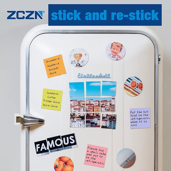 ZCZN Small Sticky Notes, 1.5in x 2in, 100 Sheets/Pad, 10 Pads/Pack, White
