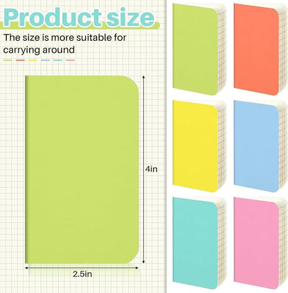 Outus 36 Pcs Pocket Notebook Mini Journal 2.5" x 4" Kraft Paper Mini Notepad Bulk Softcover Pocket Notepad Memo Diary Subject Notebooks for Student Traveler School(Candy Color)