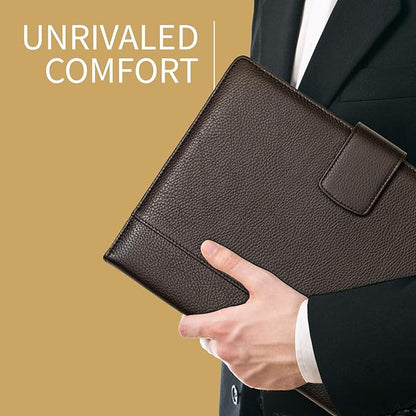 Maruse Italian Leather Executive Padfolio, Folder Organizer with Magnetic Closure and Writing Pad, Handmade in Italy, Dark Brown