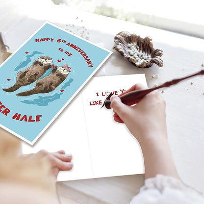 Funny 6th Anniversary Card,Lovely 6 Year Anniversary Card for Him Her,Unique Gifts for 6th Wedding Anniversary Husband Wife Boyfriend Girlfriend