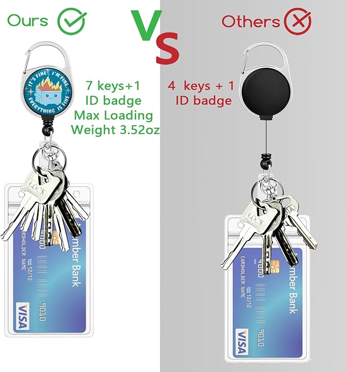 Gctriki Dumpster on Fire Badge Reel Retractable with 360° Swivel Carabiner Clip, Cute Work ID Badge Holder Retractable Clip, Students Nurse Teacher ID Card Holder Keychain Accessories Office Gifts