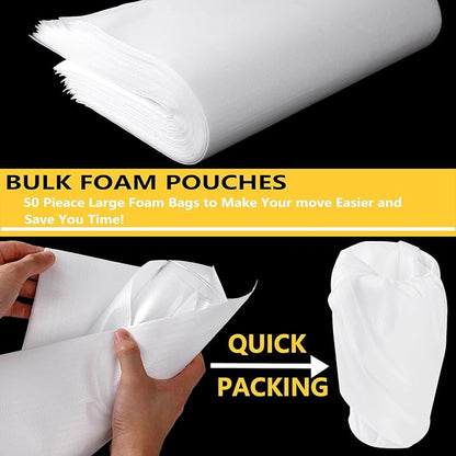 16”x24” 50Pack Foam Pouches, Large Moving Supplies for Packing Dishes Artwork, 0.5MM Thick Cushion Foam Bags for Storing Shipping Breakables, fragile Padding Material Sleeves for Fragile Plates China