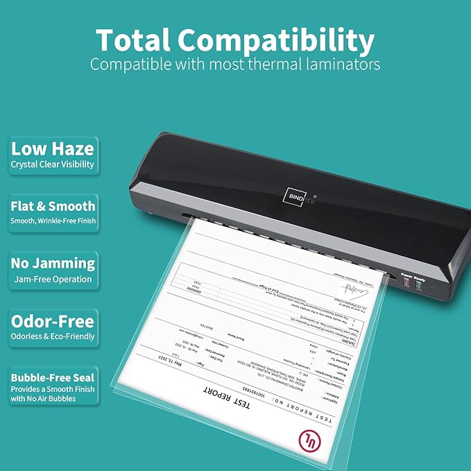 Binditek 100 Pack 3 Mil Thermal Laminating Pouches, 11.5x17.5 Inches Laminating Sheets, for Tabloid Size, Ultra Clear, Glossy, Hold 11x17 Inches, Heat Seal, School Office Supplies