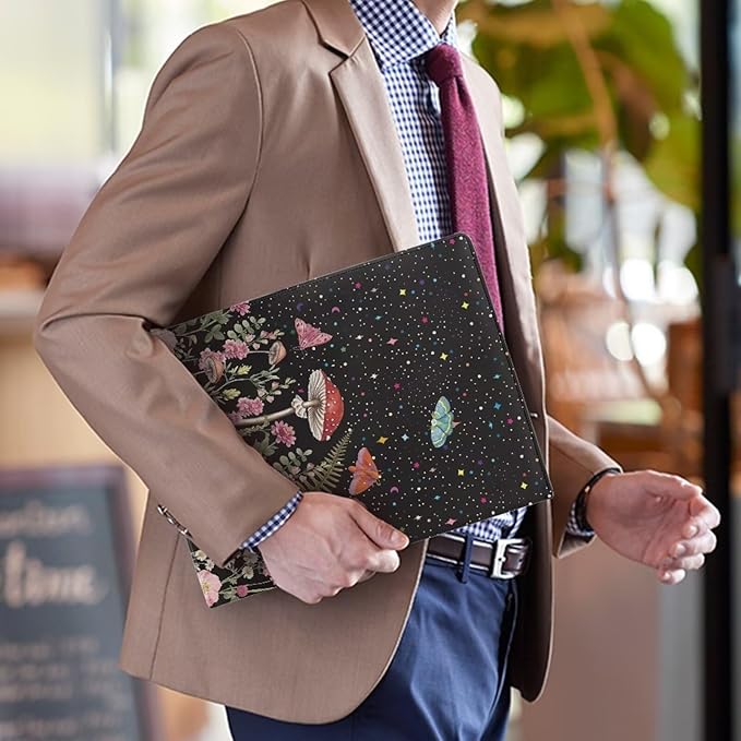 Cozeyat Mushroom Moth Clipboard Folder Portfolio, A4 Leather Padfolio Clipboard, Business Portfolio Clipboard Folder Professional Portfolio for Interview Resume Office Conference