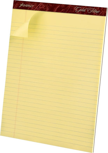 Esselte Corporation Perforated Pads,Legal,50 Sheets,8 1/2" x 11 3/4" ,4/Pack,Canary