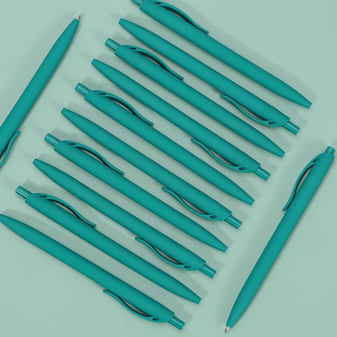 deegtran Pens Bulk, 200 Pack No Bleed Teal Blue Barrel Click Pens, Wholesale Retractable Ballpoint Pens, Pens Medium Point, Smooth Ink Pens, 1.0MM Black Ink