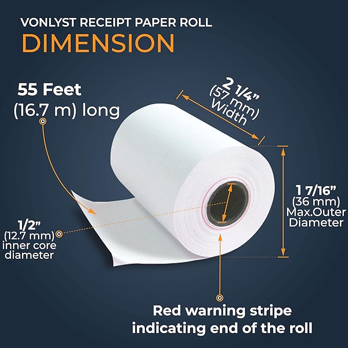 Receipt Paper Roll for Square Terminal Credit Card Machine (30 rolls)