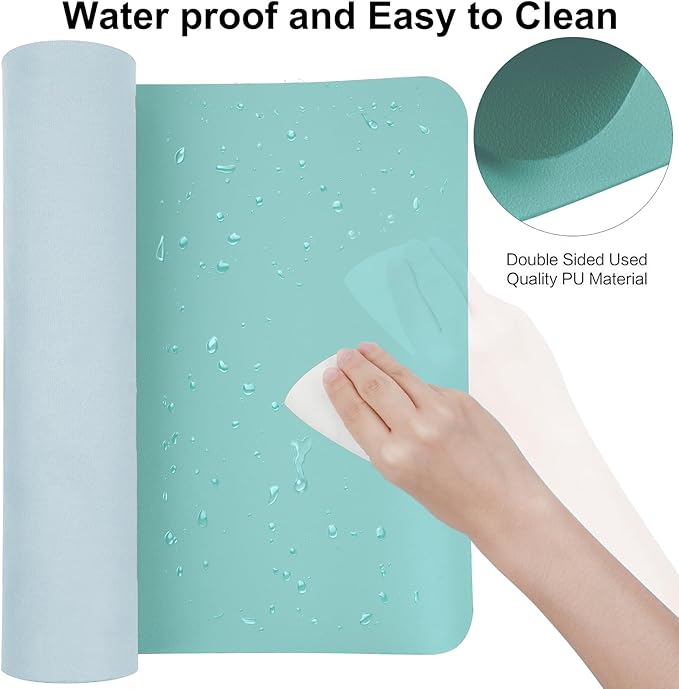 ‎Boutilon Leather Mouse Pad,Extended Desk Pad for Keyboard and Mouse Non-Slip Study Desk Writing Pad Desktop Protector for Home Office Accessories,30"x 14"(M-Bright Blue)