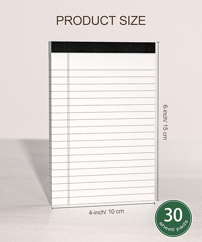 12 Pack Note Pads 4x6 Inch, White Mini Legal Pads, Small Writing Pads, Notepads of College Ruled Paper, Lined Paper Pads, Scratch Pads Mini Notepad for Grocery List, To-Do List, 30 Sheet/Notepad