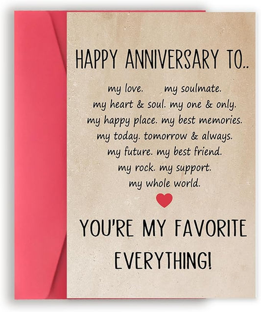Happy Anniversary Card for Husband Wife, Sweet Wedding Anniversary Card for Couple, Romantic Anniversary Card Gift for Boyfriend Girlfriend
