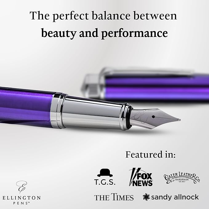 Luxury Fountain Pen Set- Fountain Pens for Writing - Smooth Medium Nib - Includes Refillable Ink Converter, 3 Ink Cartridges [Black & Blue], Gift Box - Elegant Calligraphy
