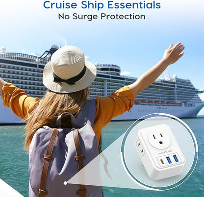 US to UK Plug Adapter 2 Pack, AUOPLUS Type G Ireland Travel Adapter with 4 Electrical Outlets 3 USB Charger, International Power Adapter, Cruise Ship Essentials for USA to Scotland England British