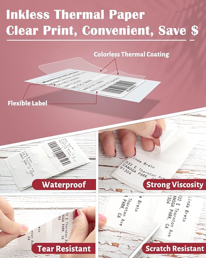 Phomemo Thermal Labels-for M110/M221/M220/M120/M200,1.57"x1.18"(40x30mm),230 Labels/Roll, for Barcode/Address/Mailing/Logo/Business/Home Tag