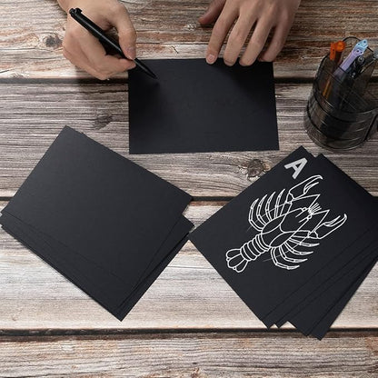 100 Pack Thick Paper Cardstock Blank Heavy Cards Stock for Invitations, Greeting Cards Making, Postcards, Photos, 250GSM Thick Paper (Black, 4x6 inches)