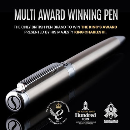 Scriveiner Stainless Steel Ballpoint Pen - Stunning Luxury Pen with Stainless Steel Finish, Schmidt Black Refill, Best Ball Pen Gift Set for Men & Women, Professional, Executive, Office, Nice Pens