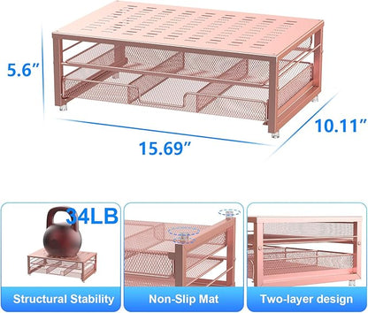 gianotter Computer Monitor Stand Riser, office organizer with Drawer, Office Organizers Storage for Classroom Office Supplies (Rose)