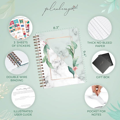 PLANBERRY Large Budget Planner & Monthly Bill Organizer with Pockets – Budgeting Book, Finance & Expense Tracker, 8.3x9.4″ (Natural Green)