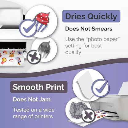 Translucent Semi-Clear Sticker Paper for Inkjet Printer & Laser Printer 62 Sheets - Self-Adhesive Water-Proof, Dries Quickly Vivid Colors, 8 ½ X 11 Inches Holds Ink Well - Tear Resistant