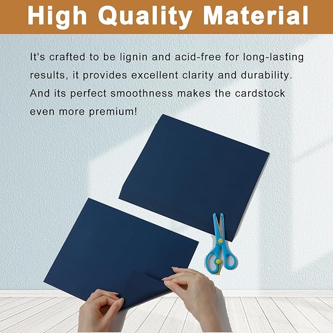 28 Sheets Navy Blue Cardstock 8.5 x 11 Craft Paper, 92lb Heavyweight Navy Card Stock for DIY Cards, Graduations, Wedding Invitations, Party