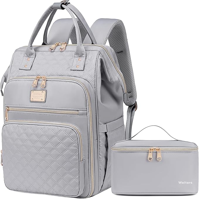 Weitars Lunch Backpack For Women,15.6 Inch Laptop Backpack For Women Backpack, Travel Backpack,Work Backpack For Women (Gray)