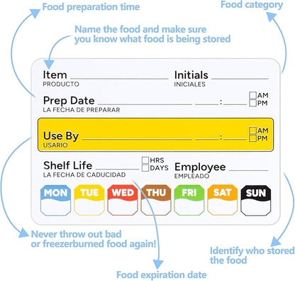 Restaurant Quality Shelf Life Food Rotation Labels, 2” x 3” Self-Adhesive Removable Freezer Food Labels Stickers, Perfect for Reusable Containers, Food Date Sticker (Large, Count, 2)