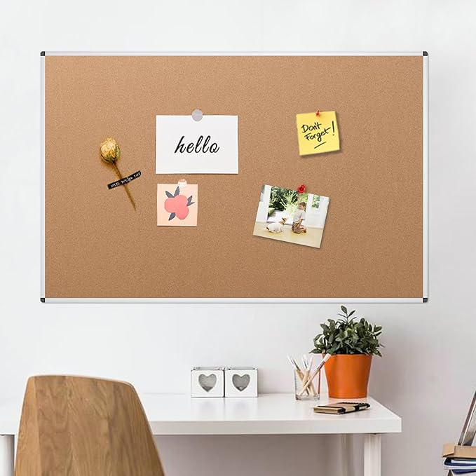 VIZ-PRO Cork Notice Board, 72 X 40 Inches, Silver Aluminium Frame