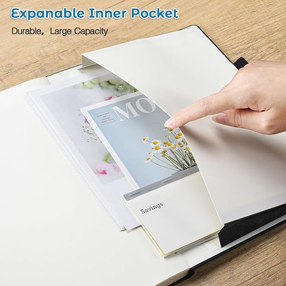 Lined Journal Notebook, 8.5" x 11" Hardcover Leather Notebook for Work, Wide Ruled Notebook Journal for Women Men, 192 Thick Paper, Lay Flat, 2 Pockets, A4 Large Journals for Writing, Navy Notebook