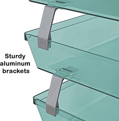 Acrimet 4 Tier Side Load Letter Tray Facility, Desktop File Organizer, A4 Letter Size Paper Organizer, Minimalist Storage Solution Paper Tray for Office, Home, Classroom (Plastic, Clear Green Color)