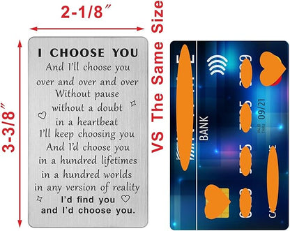 TANWIH I Choose You Wallet Card Gift, Groom Gifts from Bride on Wedding Day, I Love You Cards Gifts for Him Husband, Engagement, Valentines