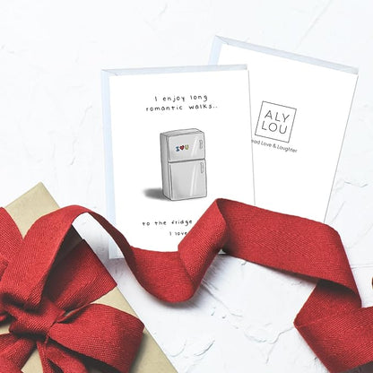 ALY LOU Funny Anniversary Card for Her Him/Husband Boyfriend/Girlfriend Wife/Sarcastic Birthday Greeting Card (Romantic Walks to The Fridge ...)