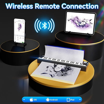 P90-Pino Wireless Tattoo Stencil Printer, Thermal Tattoo Machine with Inkless Tech, Inspired by Piano Design Portable Tattoo Printer Kit Compatible with Phone, Pad & PC