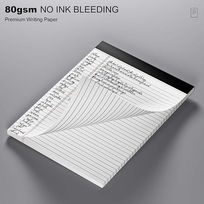 Legal Pads 8.5 x 11 Note Pads 8.5 x 11 Wide Ruled Notepad Lined Paper Writing Pads for Home, School, Office Use, 80gsm Perforated Legal Pad - Sturdy Cardboard Backing Support, 5 Pack (30 Sheets/Pad)