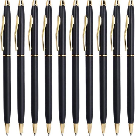 Cambond Black Pens Ballpoint Pens - Black Ink Bulk Pens 1.0 mm Medium Point Smooth Writing Office Pens for Men Women Police Uniform Office Business, 10 Pack (Black)