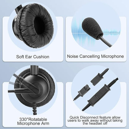 MKJ Headset for Cisco Phones Dual Ear Landline Headset with Noise Cancelling Microphone for Cisco Telephone CP-7821 7841 7941G 7942G 7945G 7960 7961G 7962G 7965G 7971G 7975G 8841 8865 9971