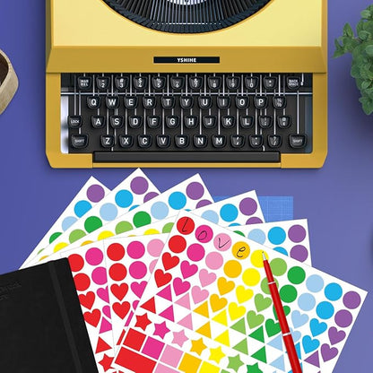 2016 PCS Colored Shape Stickers 10 Colors 6 Shape Dot Stickers Color Coding Labels for Classroom,Office,Etc(Round,Hearts, Stars,Triangle,Square,Rectangle)