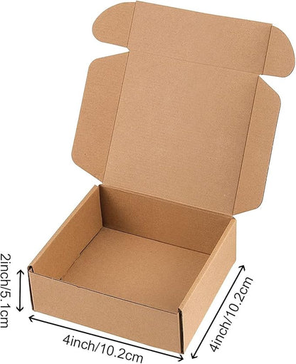 HAKZEON 100 Pack 4 x 4 x 2 Inches Brown Corrugated Box Mailers, Strong Small Shipping Boxes, Corrugated Cardboard Boxes for Packing, Moving, Transporting Small items, Small Crafts